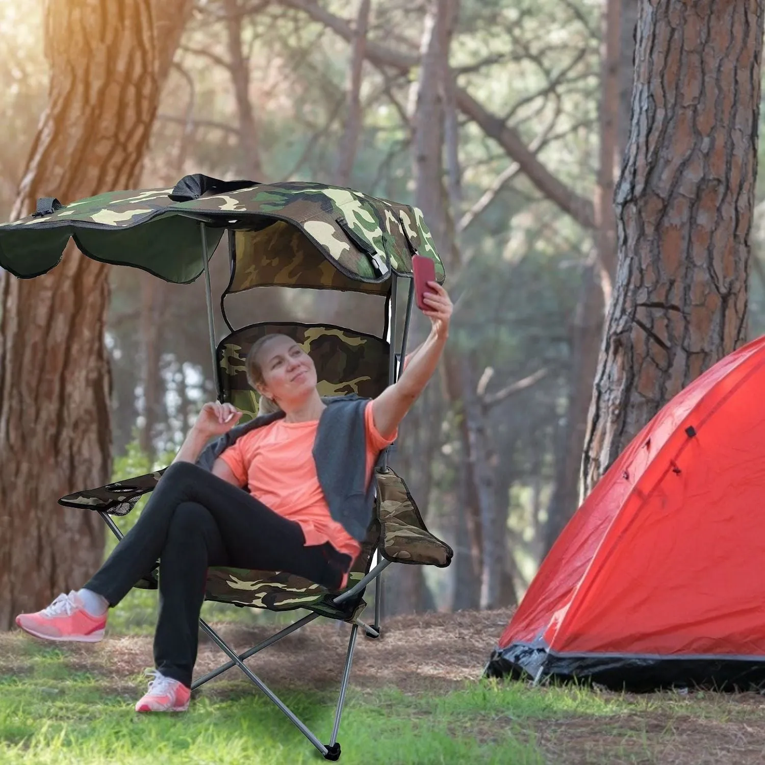 Camping Sun Lawn Quick resolution Folding Canopy Chair Chair Easy-to-use Beach Load Foldable Seat Canopy 330LBS Protection