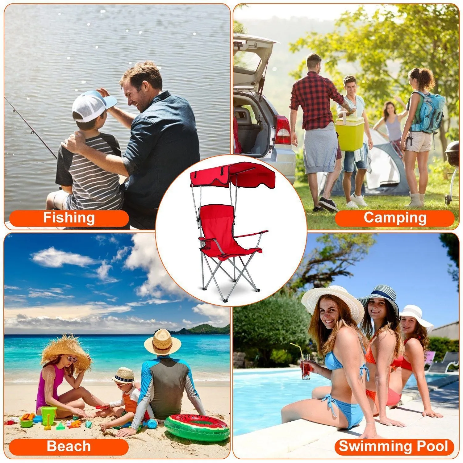 Camping Sun Lawn Quick resolution Folding Canopy Chair Chair Easy-to-use Beach Load Foldable Seat Canopy 330LBS Protection