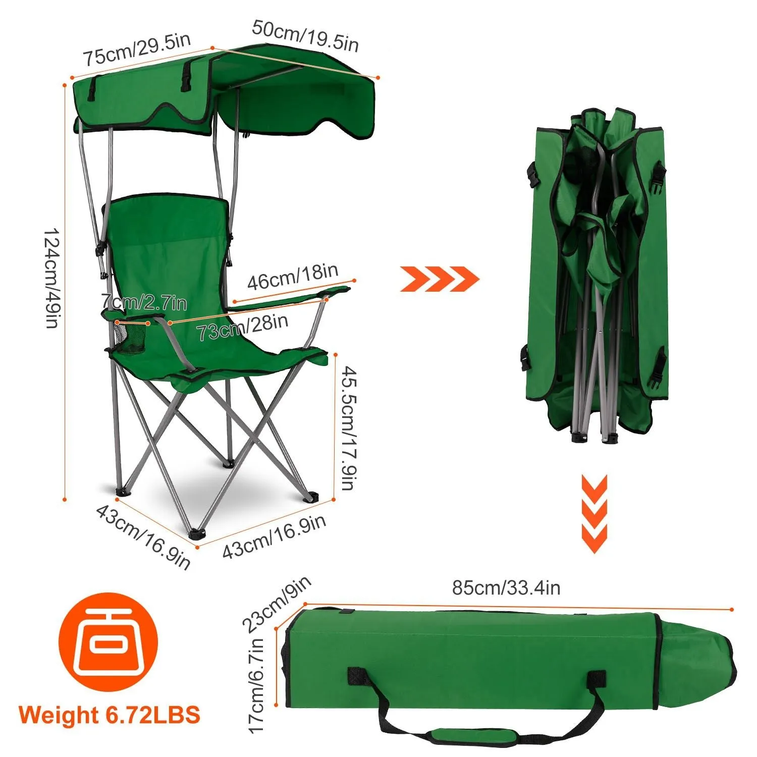 Camping Sun Lawn Quick resolution Folding Canopy Chair Chair Easy-to-use Beach Load Foldable Seat Canopy 330LBS Protection