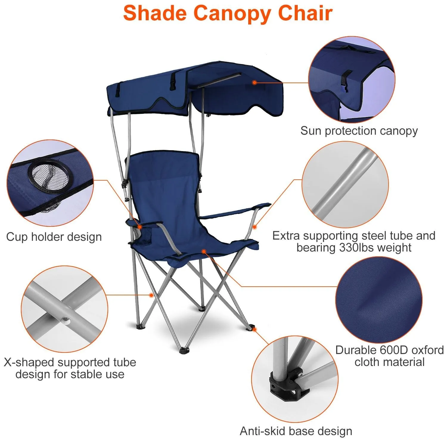 Camping Sun Lawn Quick resolution Folding Canopy Chair Chair Easy-to-use Beach Load Foldable Seat Canopy 330LBS Protection