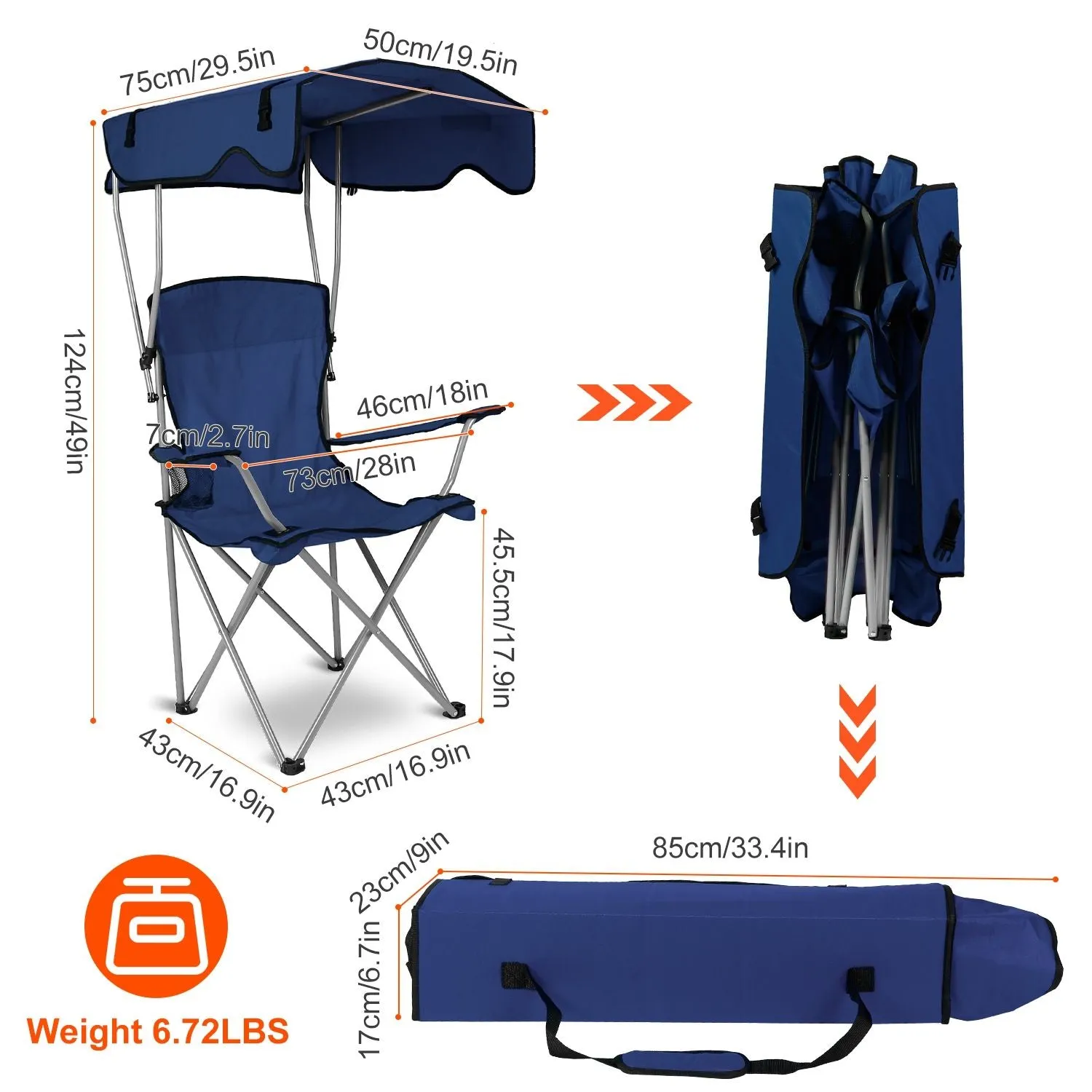 Camping Sun Lawn Quick resolution Folding Canopy Chair Chair Easy-to-use Beach Load Foldable Seat Canopy 330LBS Protection