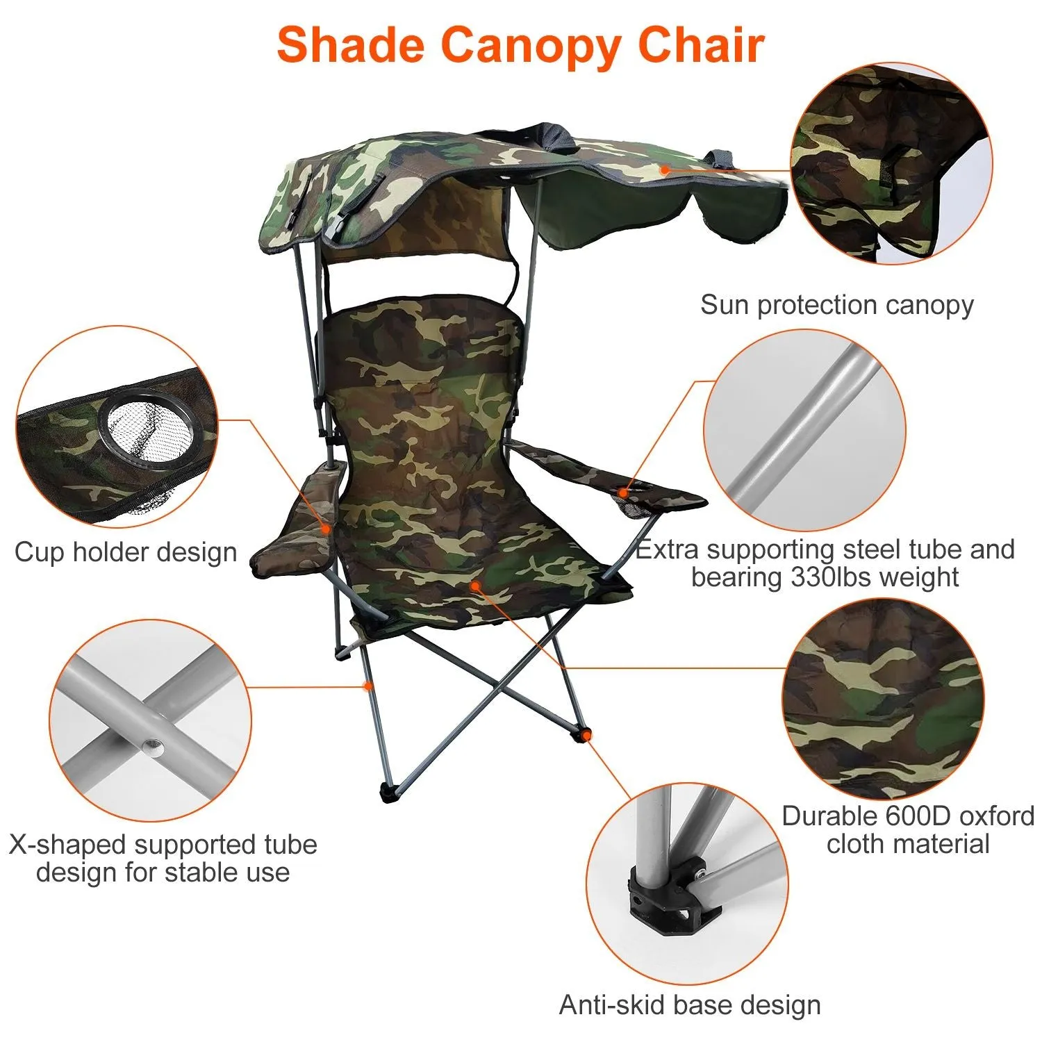 Camping Sun Lawn Quick resolution Folding Canopy Chair Chair Easy-to-use Beach Load Foldable Seat Canopy 330LBS Protection