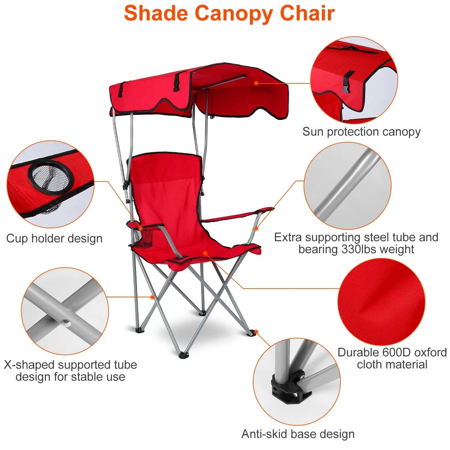 Camping Sun Lawn Quick resolution Folding Canopy Chair Chair Easy-to-use Beach Load Foldable Seat Canopy 330LBS Protection