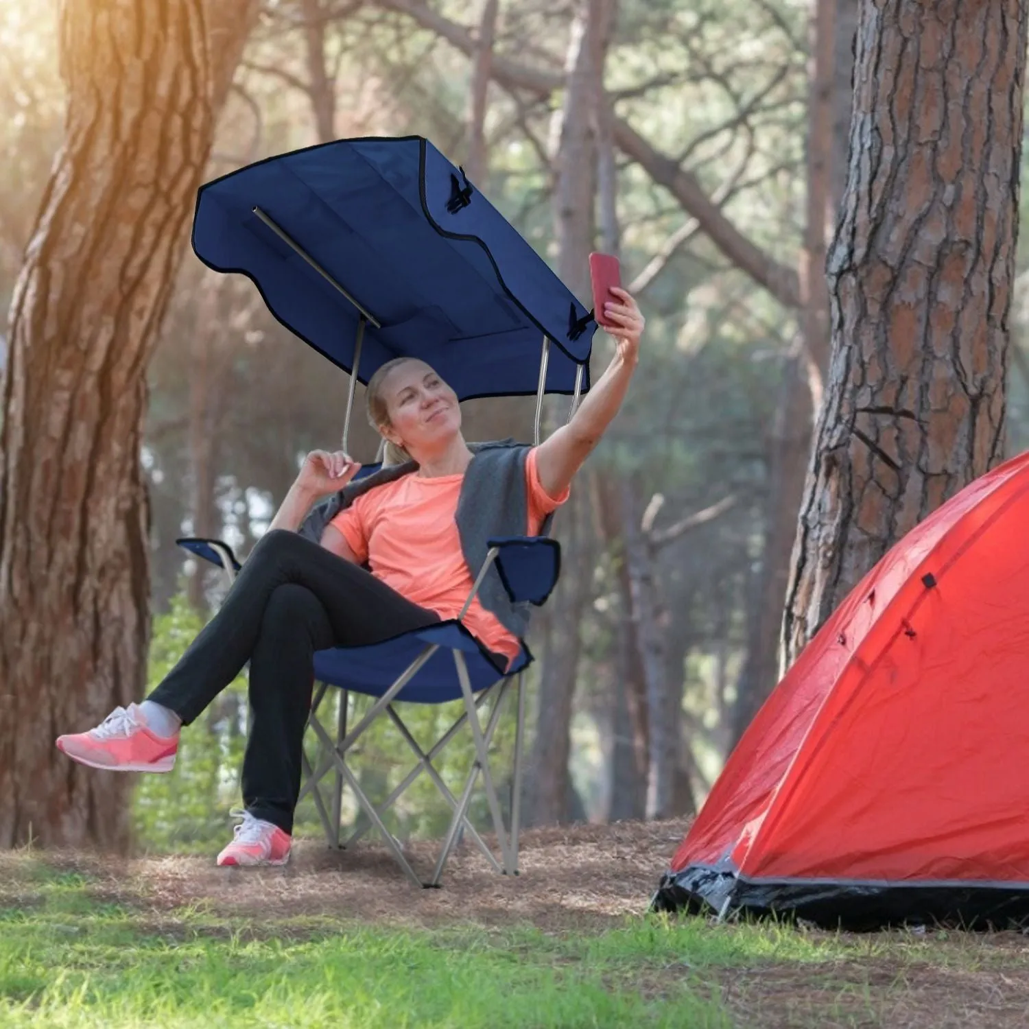 Camping Sun Lawn Quick resolution Folding Canopy Chair Chair Easy-to-use Beach Load Foldable Seat Canopy 330LBS Protection