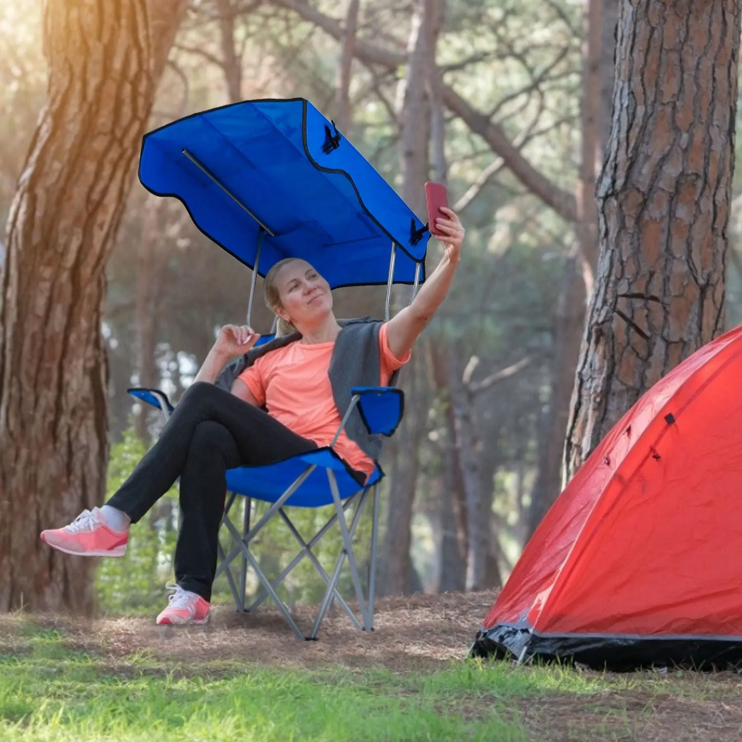 Camping Sun Lawn Quick resolution Folding Canopy Chair Chair Easy-to-use Beach Load Foldable Seat Canopy 330LBS Protection
