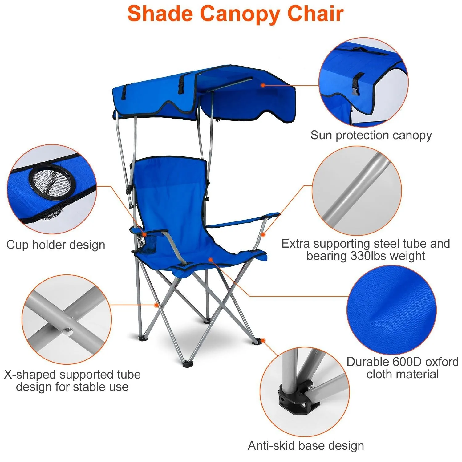 Camping Sun Lawn Quick resolution Folding Canopy Chair Chair Easy-to-use Beach Load Foldable Seat Canopy 330LBS Protection