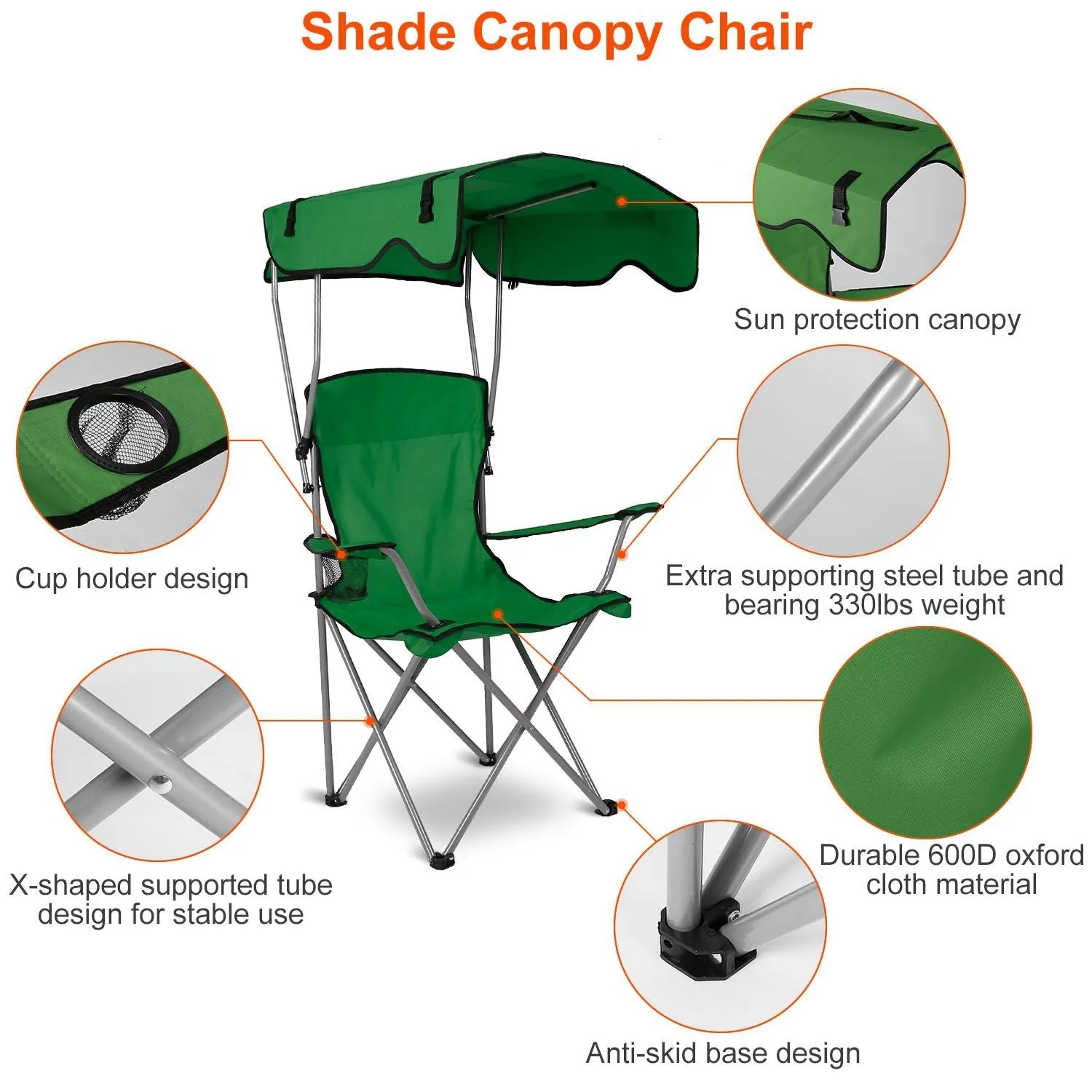 Camping Sun Lawn Quick resolution Folding Canopy Chair Chair Easy-to-use Beach Load Foldable Seat Canopy 330LBS Protection