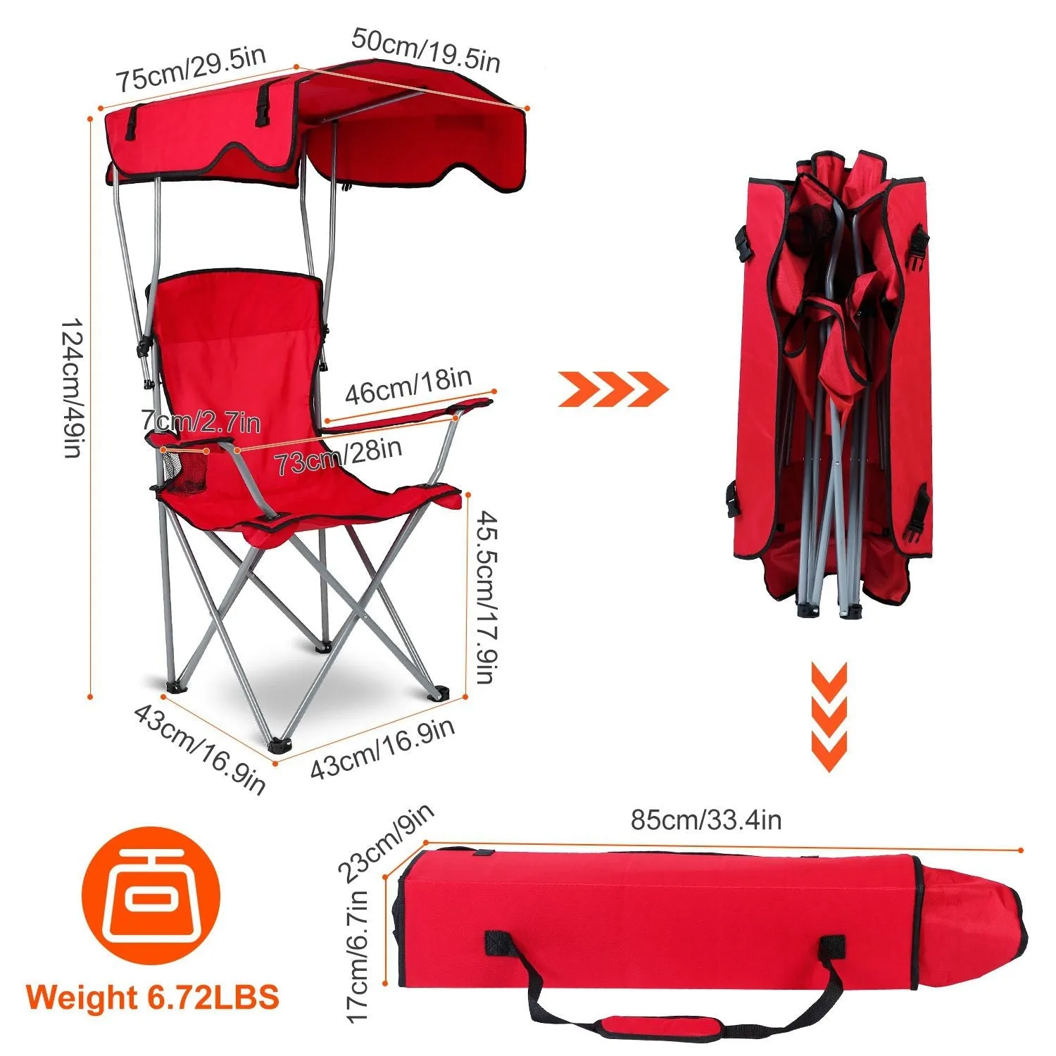 Camping Sun Lawn Quick resolution Folding Canopy Chair Chair Easy-to-use Beach Load Foldable Seat Canopy 330LBS Protection