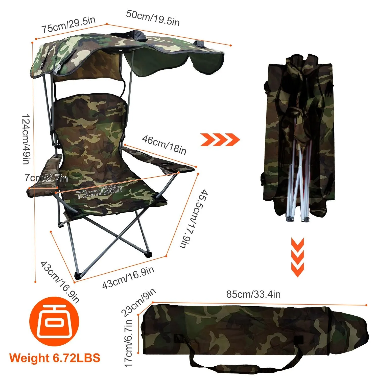 Camping Sun Lawn Quick resolution Folding Canopy Chair Chair Easy-to-use Beach Load Foldable Seat Canopy 330LBS Protection
