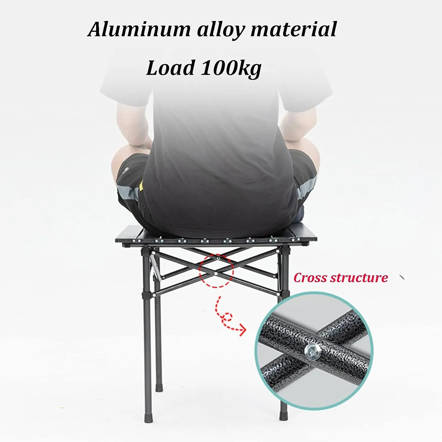 Camping Table Chairs Outdoor Folding Table and Chair Set, Aluminum Alloy Roll Table Top, Suitable for Balcony Garden Fishing Camping Picnic Table (Color : Package 3)
