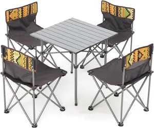 Camping Table Chairs Outdoor Folding Table and Chair Set, Aluminum Alloy Roll Table Top, Suitable for Balcony Garden Fishing Camping Picnic Table (Color : Package 3)