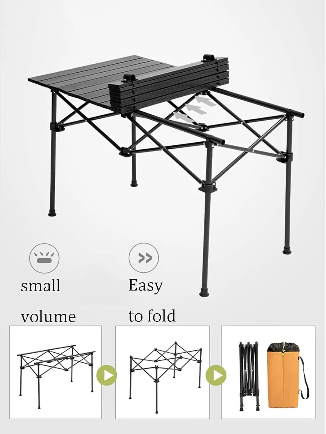 Camping Table Chairs Outdoor Folding Table and Chair Set, Aluminum Alloy Roll Table Top, Suitable for Balcony Garden Fishing Camping Picnic Table (Color : Package 3)