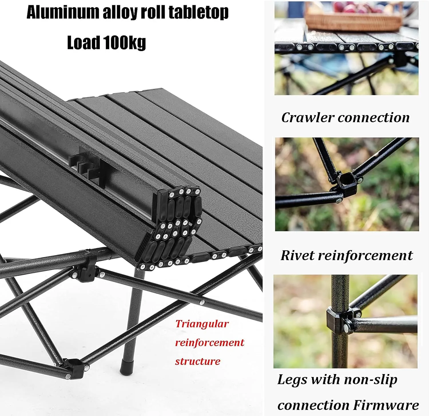 Camping Table Chairs Outdoor Folding Table and Chair Set, Aluminum Alloy Roll Table Top, Suitable for Balcony Garden Fishing Camping Picnic Table (Color : Package 6)