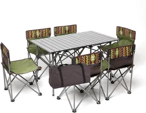 Camping Table Chairs Outdoor Folding Table and Chair Set, Aluminum Alloy Roll Table Top, Suitable for Balcony Garden Fishing Camping Picnic Table (Color : Package 6)