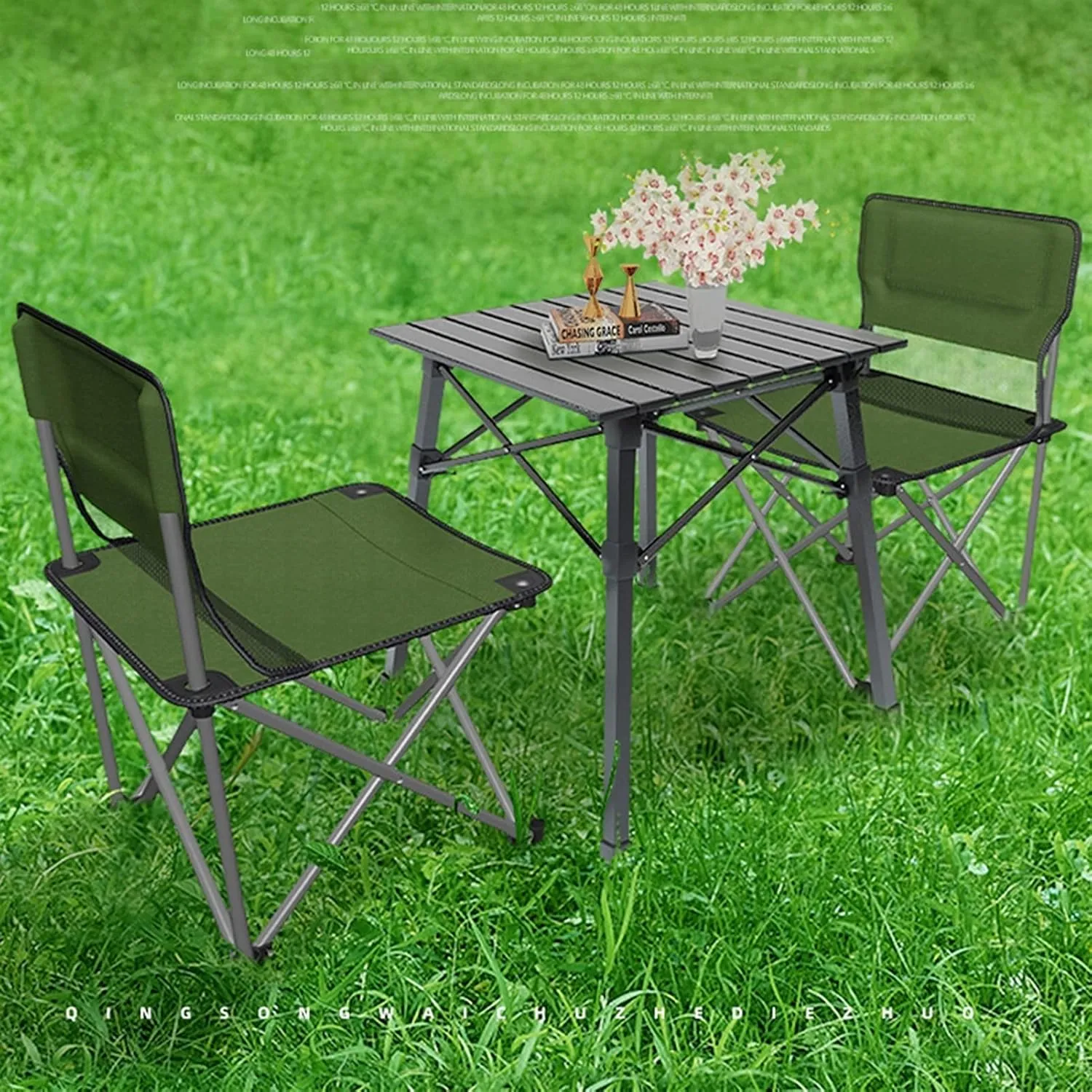 Camping Table Chairs Portable Folding Table and Chair Set, Aluminum Outdoor Picnic Table, Suitable for Courtyard Barbecue Travel (Color : Blue)