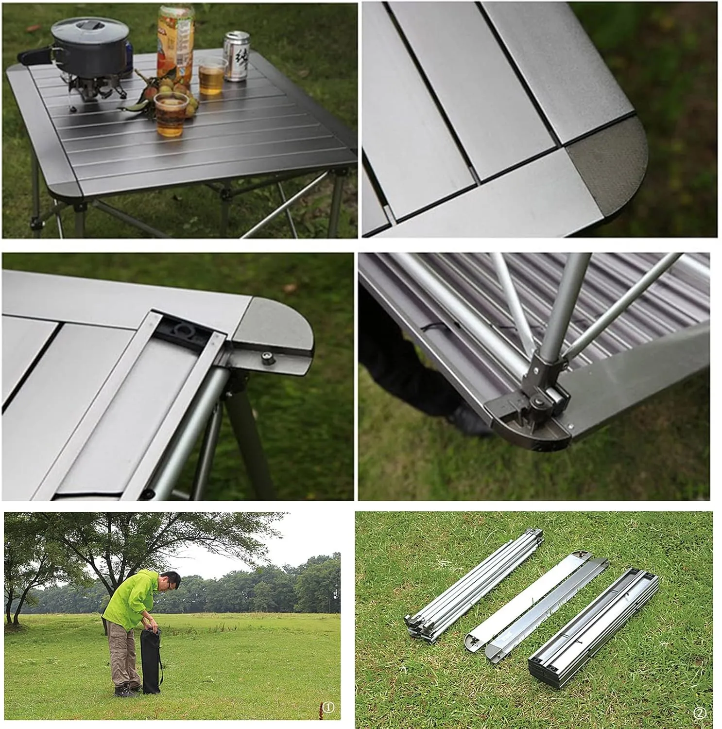 Camping Table Chairs Portable Set, Outdoor Aluminum Alloy Can Lift Picnic Table, Portable Table with Carrying Bag