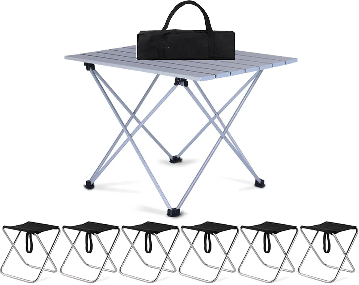 Camping Table Chairs Small Outdoor Set, Portable Aluminum Picnic Table, Suitable for Fishing, Barbecue and Hiking 56x40x40cm