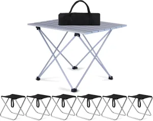 Camping Table Chairs Small Outdoor Set, Portable Aluminum Picnic Table, Suitable for Fishing, Barbecue and Hiking 56x40x40cm