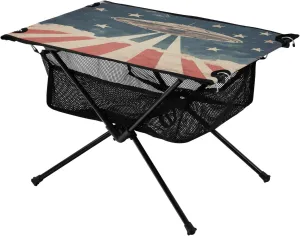 Camping Table Lightweight Portable Folding Table with Mesh Storage Net American Spaceship Ideal for Camping Hiking Beach Picnic Travel Backyard
