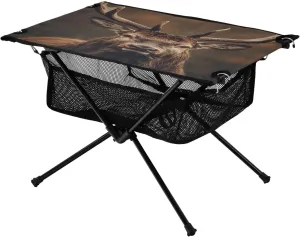 Camping Table Lightweight Portable Folding Table with Mesh Storage Net Animal Deer Antler Ideal for Camping Hiking Beach Picnic Travel Backyard