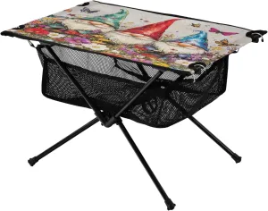 Camping Table Lightweight Portable Folding Table with Mesh Storage Net Butterfly Flower Dwarf Ideal for Camping Hiking Beach Picnic Travel Backyard