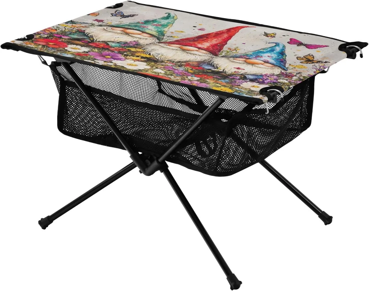 Camping Table Lightweight Portable Folding Table with Mesh Storage Net Butterfly Flower Dwarf Ideal for Camping Hiking Beach Picnic Travel Backyard