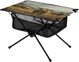 Camping Table Lightweight Portable Folding Table with Mesh Storage Net Cattle Sideways Ideal for Camping Hiking Beach Picnic Travel Backyard