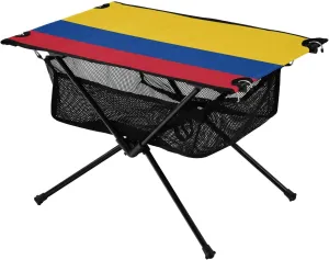 Camping Table Lightweight Portable Folding Table with Mesh Storage Net Colombia Flag Stripes Ideal for Camping Hiking Beach Picnic Travel Backyard
