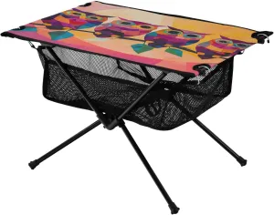 Camping Table Lightweight Portable Folding Table with Mesh Storage Net Four Owls Ideal for Camping Hiking Beach Picnic Travel Backyard