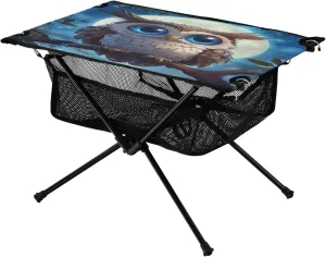 Camping Table Lightweight Portable Folding Table with Mesh Storage Net Owl Trees Ideal for Camping Hiking Beach Picnic Travel Backyard