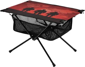 Camping Table Lightweight Portable Folding Table with Mesh Storage Net Red World Map Ideal for Camping Hiking Beach Picnic Travel Backyard
