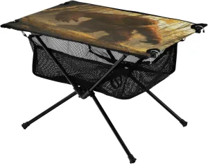 Camping Table Lightweight Portable Folding Table with Mesh Storage Net Reddish Brown Orangutan Bigfoot Ideal for Camping Hiking Beach Picnic Travel Backyard