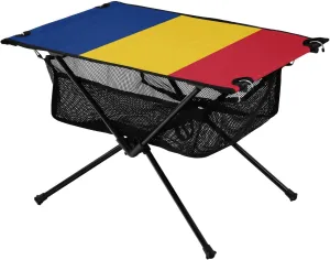 Camping Table Lightweight Portable Folding Table with Mesh Storage Net Romania Flag Ideal for Camping Hiking Beach Picnic Travel Backyard