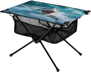 Camping Table Lightweight Portable Folding Table with Mesh Storage Net Shark Dark Clouds Ideal for Camping Hiking Beach Picnic Travel Backyard