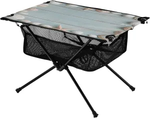 Camping Table Lightweight Portable Folding Table with Mesh Storage Net Shell Starfish Wood Grain Ideal for Camping Hiking Beach Picnic Travel Backyard