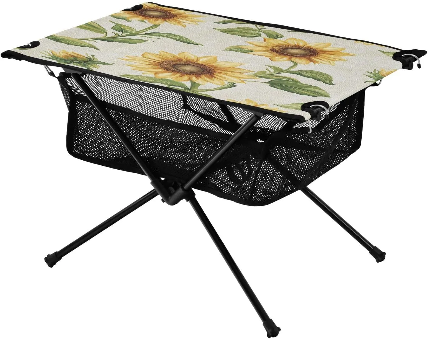 Camping Table Lightweight Portable Folding Table with Mesh Storage Net Sunflower Yellow Ideal for Camping Hiking Beach Picnic Travel Backyard