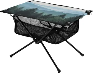 Camping Table Lightweight Portable Folding Table with Mesh Storage Net Tree Coniferous Forest Ideal for Camping Hiking Beach Picnic Travel Backyard