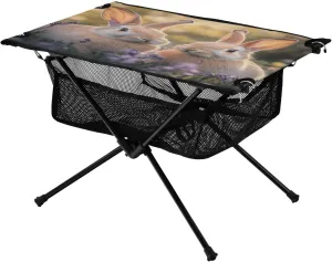 Camping Table Lightweight Portable Folding Table with Mesh Storage Net Two Rabbits Ideal for Camping Hiking Beach Picnic Travel Backyard