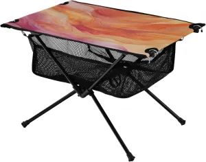 Camping Table Lightweight Portable Folding Table with Mesh Storage Net Wave Stripes Orange Ideal for Camping Hiking Beach Picnic Travel Backyard