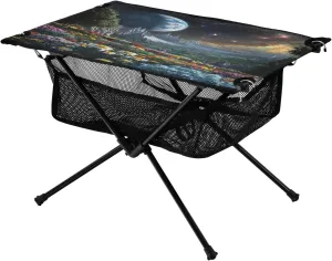 Camping Table Lightweight Portable Folding Table with Mesh Storage Net Wildflower Earth Ideal for Camping Hiking Beach Picnic Travel Backyard