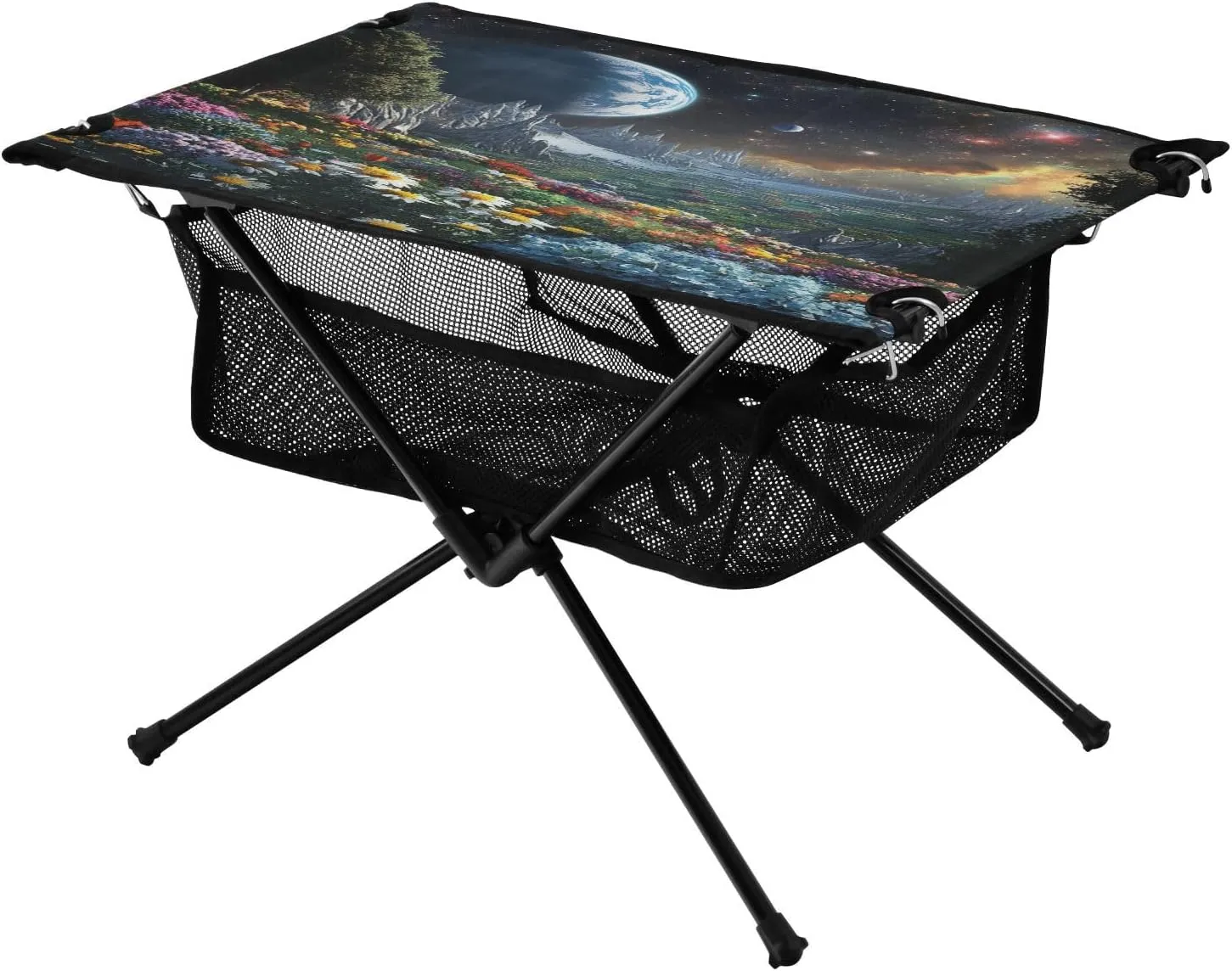 Camping Table Lightweight Portable Folding Table with Mesh Storage Net Wildflower Earth Ideal for Camping Hiking Beach Picnic Travel Backyard