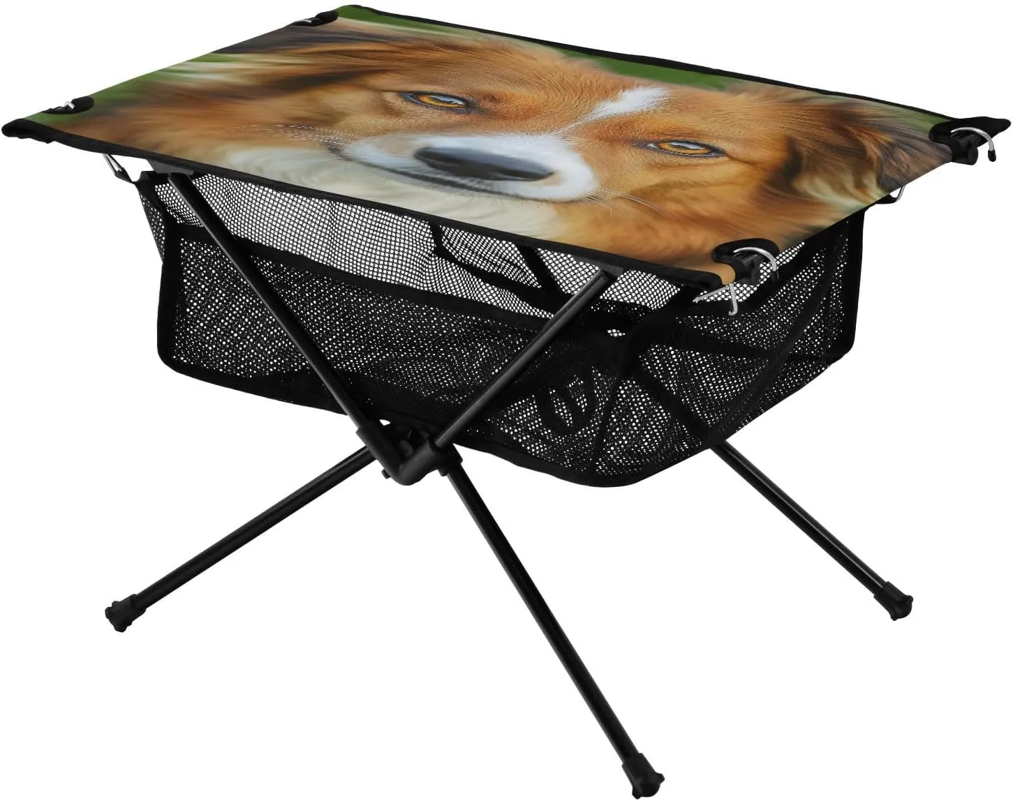 Camping Table Lightweight Portable Folding Table with Mesh Storage Net Yellow Dog Ideal for Camping Hiking Beach Picnic Travel Backyard