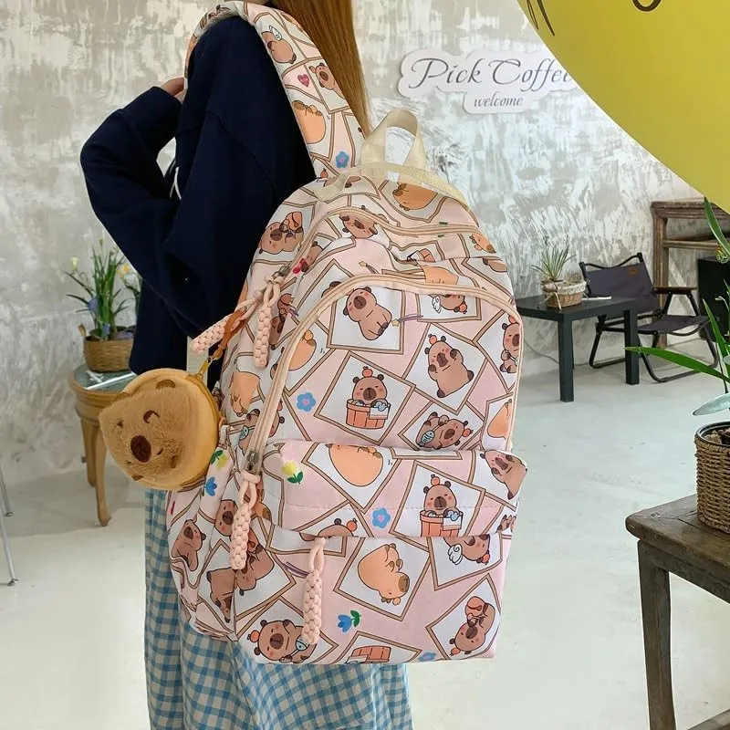 Capybara Backpack Ita Bag Breathable Cute Cartoon Mochila Capybara Bag Funny Kawaii Backpack
