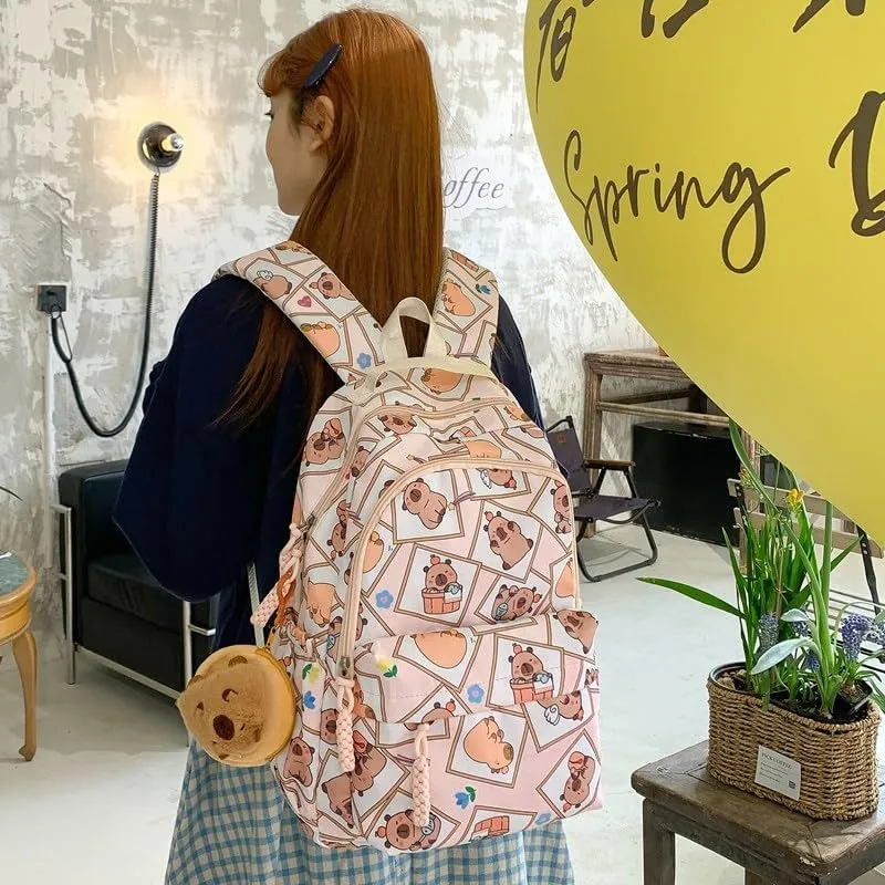 Capybara Backpack Ita Bag Breathable Cute Cartoon Mochila Capybara Bag Funny Kawaii Backpack