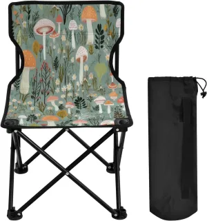 Cartoon Colored Mushrooms Portable Outdoor Folding Chair Anti-Slip Padded Oxford Cloth Stool Camping Chair Small for Beach Hiking Fishing Gardening Quad Camp Chair