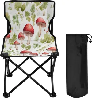 Cartoon Cute Mushroom Portable Outdoor Folding Chair Anti-Slip Padded Oxford Cloth Stool Camping Chair Small for Beach Hiking Fishing Gardening Quad Camp Chair