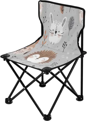 Cartoon Farm Animals Portable Outdoor Folding Chair Anti-Slip Padded Oxford Cloth Stool Camping Chair Small for Beach Hiking Fishing Gardening Quad Camp Chair
