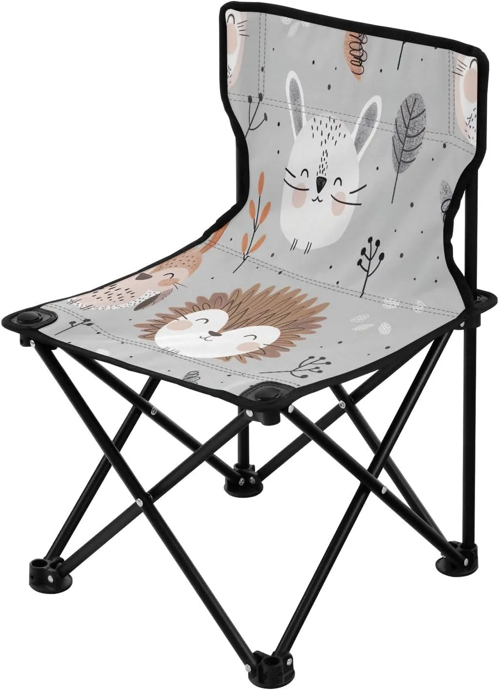 Cartoon Farm Animals Portable Outdoor Folding Chair Anti-Slip Padded Oxford Cloth Stool Camping Chair Small for Beach Hiking Fishing Gardening Quad Camp Chair