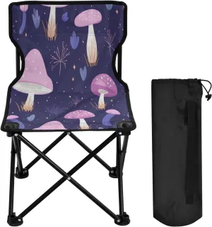 Cartoon Mushroom Portable Outdoor Folding Chair Anti-Slip Padded Oxford Cloth Stool Camping Chair Small for Beach Hiking Fishing Gardening Quad Camp Chair