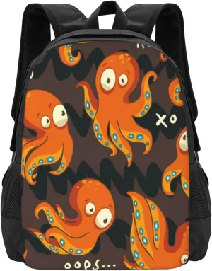 Cartoon Orange Octopus Lightweight Packable Backpack Travel Casual Hiking Daypack Foldable Backpack For Men Women